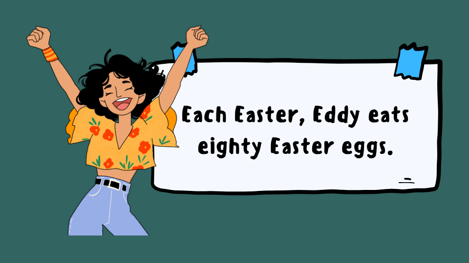Each Easter, Eddy eats eighty Easter eggs — английская скороговорка для тренировки звука [i:]