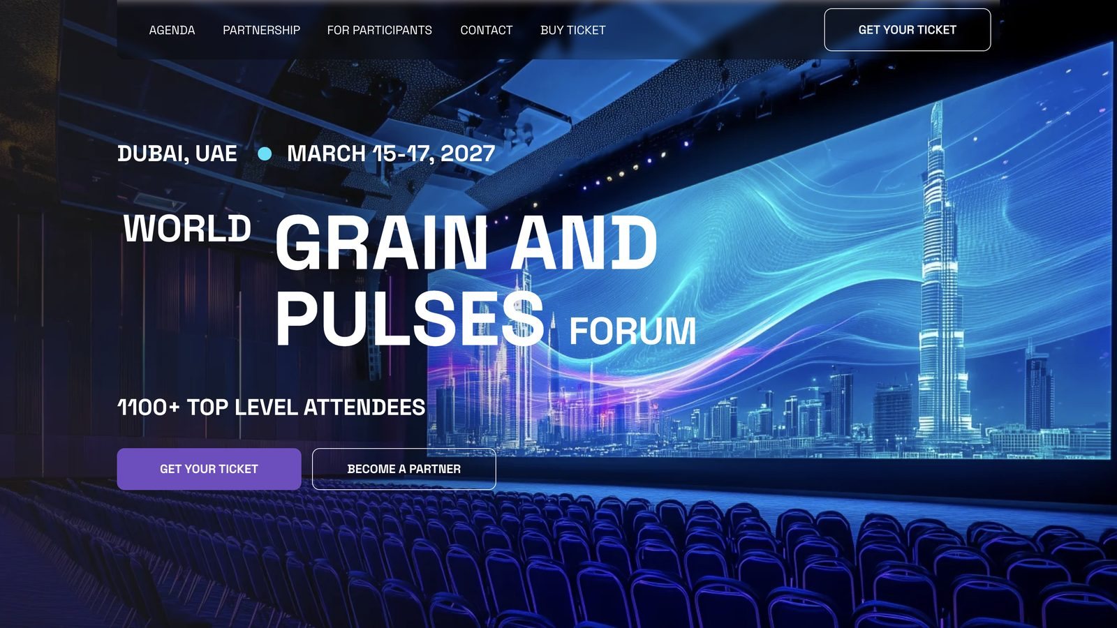 Первый экран сайта World Grain and Pulses Forum