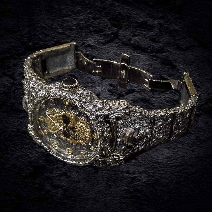 часы из серебра, мужские массивные часы, массивные часы из серебра.