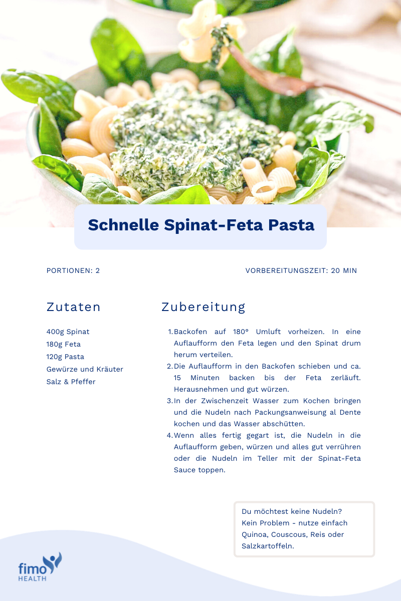 Schnelle Spinat-Feta Pasta