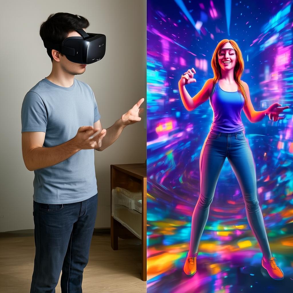 Человек в виртуальной реальности снимает социальные маски в vr клубе Москвы