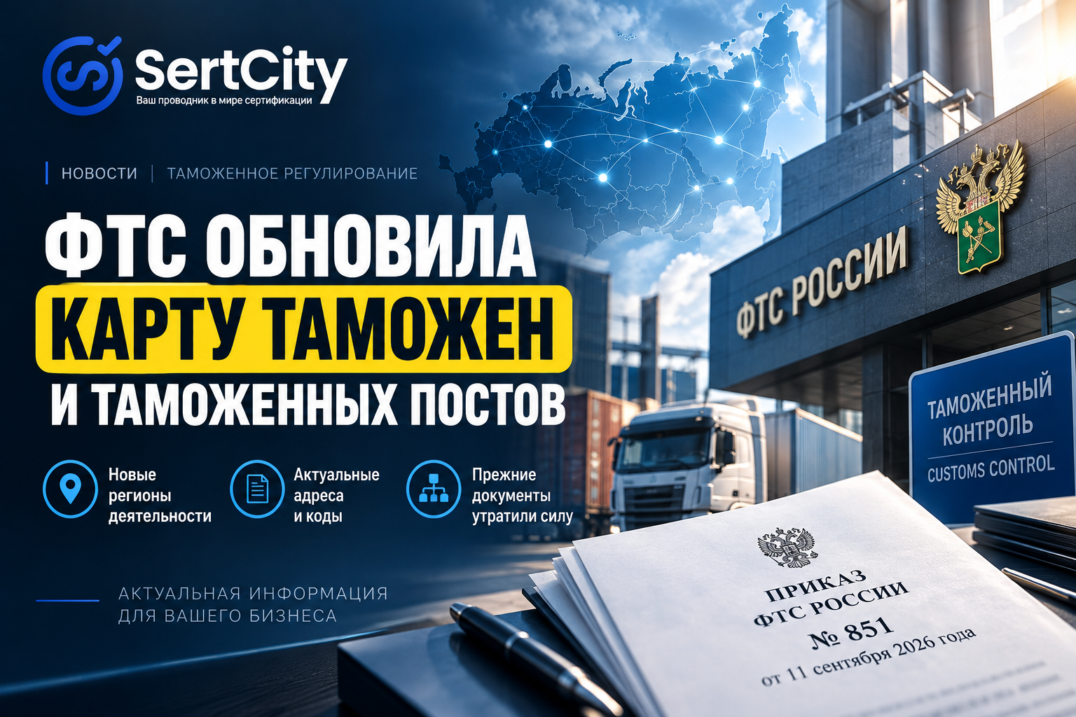 Приказ ФТС № 851 — актуальный перечень таможен и таможенных постов в 2026 году