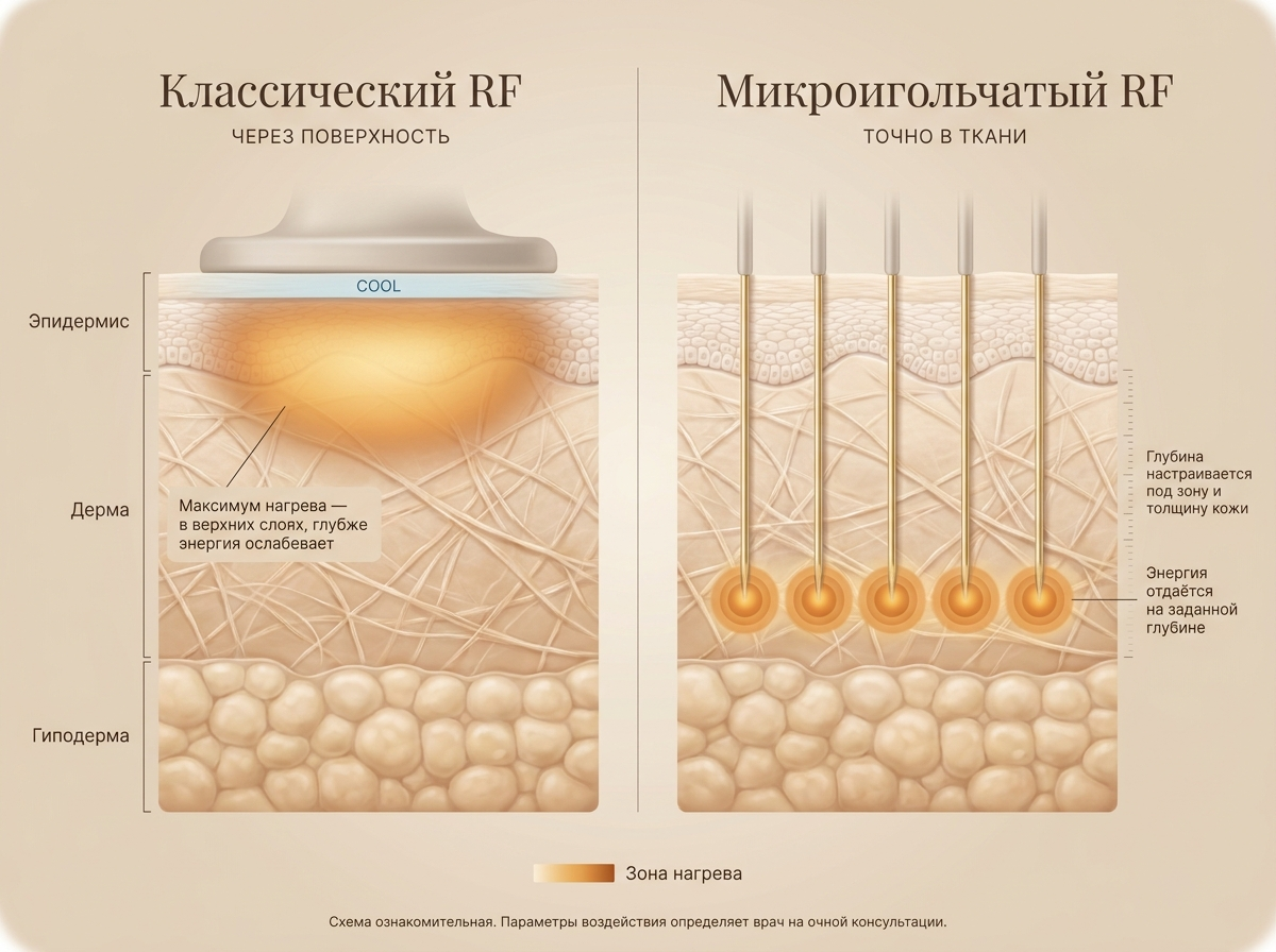 Классический RF против игольчатого RF: разница в доставке энергии