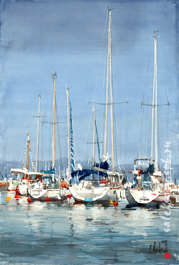 Yachts. 2018. Watercolor on paper, 36x56 cm