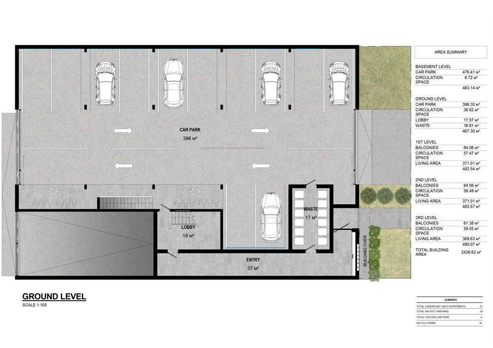 План первого этажа с паркингом