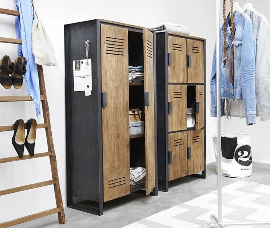 Купить шкаф в стиле лофт LOFT SH005 из металла и дерева на заказ в Москве, дизайнерские шкафы лофт Loft Style