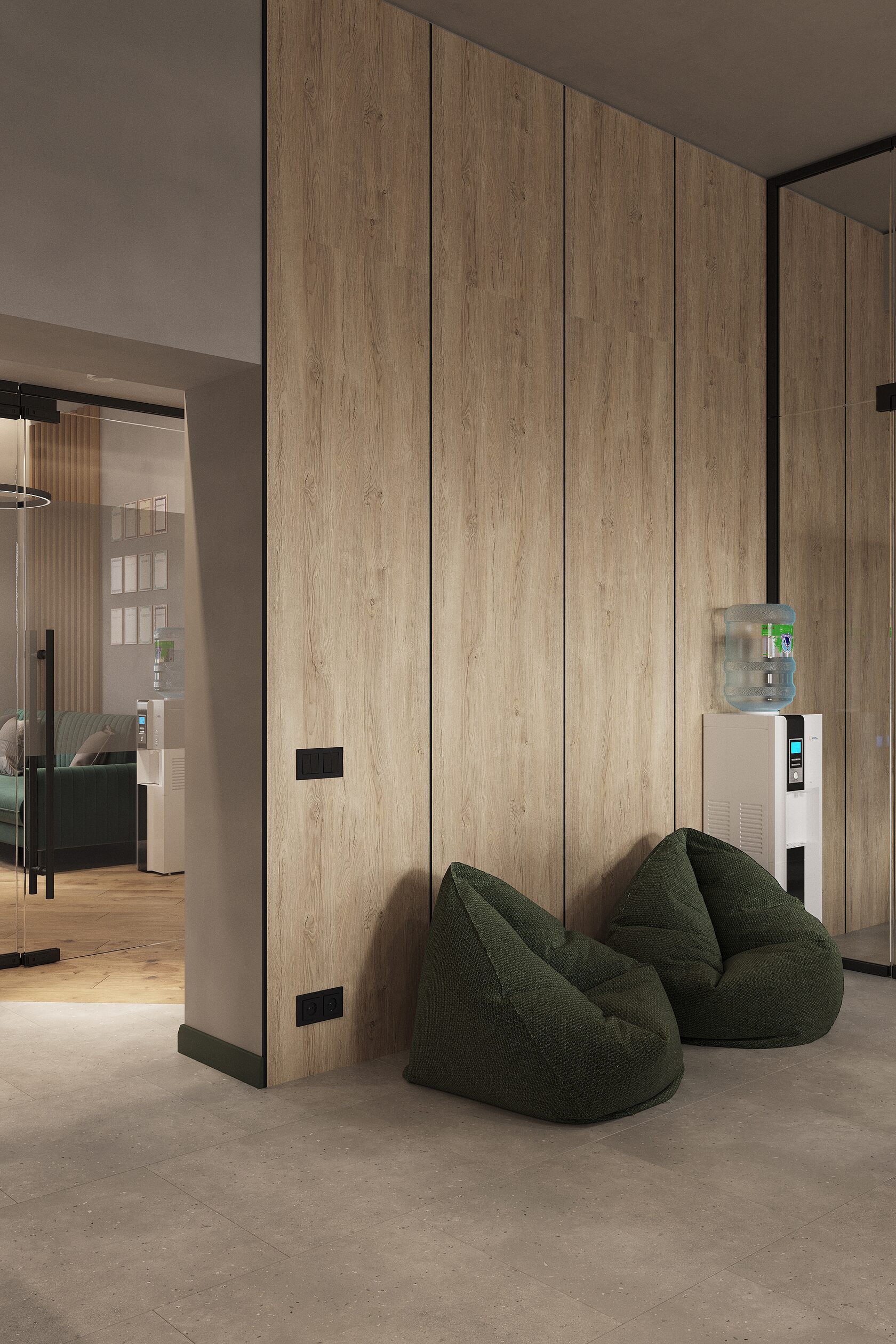 Зона с пуфами в офисе