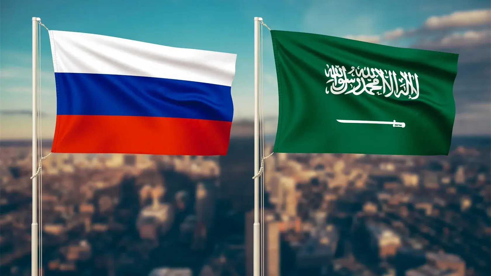 Флаги России и Саудовской Аравии