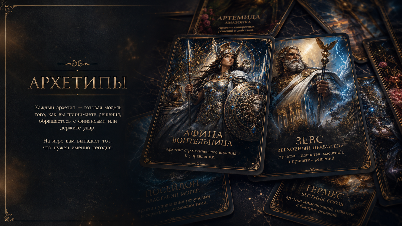 Архетипы — карты богов: Афина, Зевс, Артемида, Посейдон, Гермес