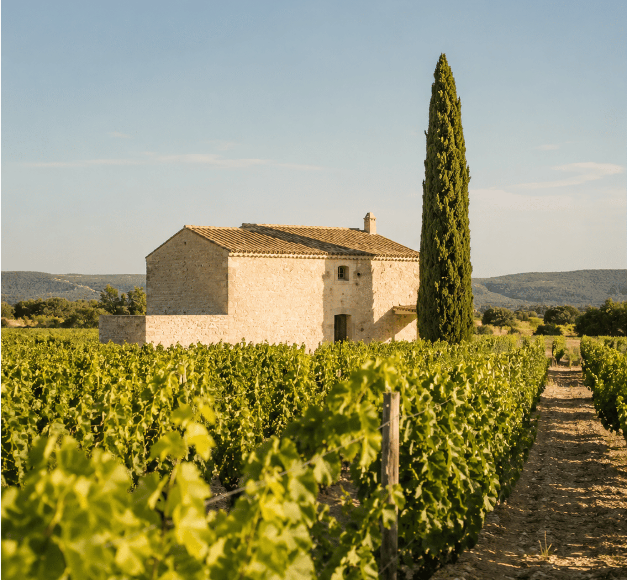 Countryside villa surrounded by vineyards in France