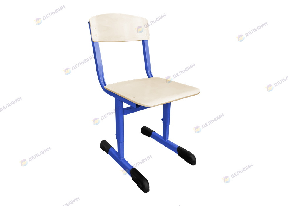 Школьный стул регулируемый гнутоклееная фанера бесцветный лак каркас синий
