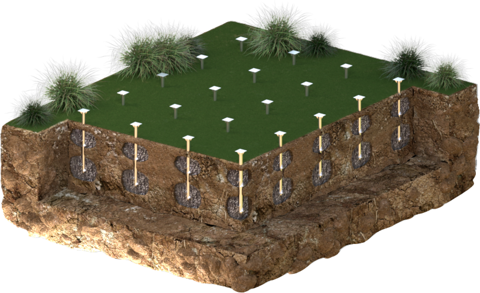 the foundation is made of screw piles