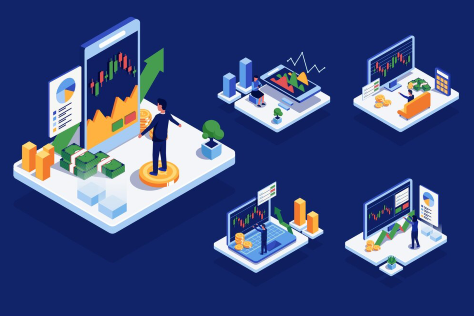  Illustration of several people using different copy trading platforms