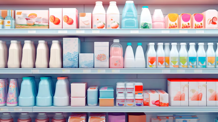 Товары на полке магазина