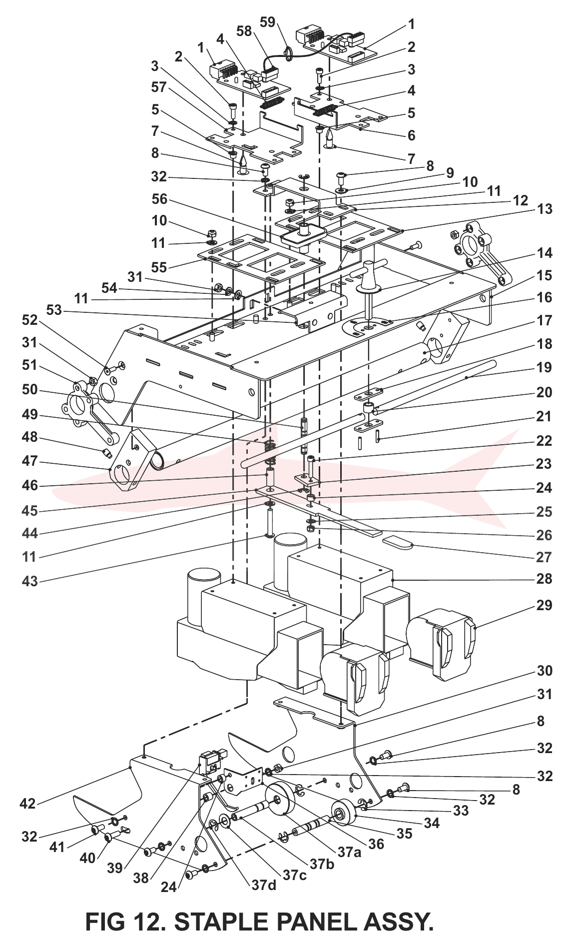 Morgana BookMaster Pro Fig 12 Staple Panel Assy — схема деталей