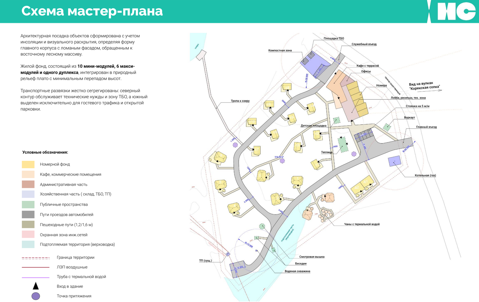 Схема мастер-плана эко-отеля на Камчатке