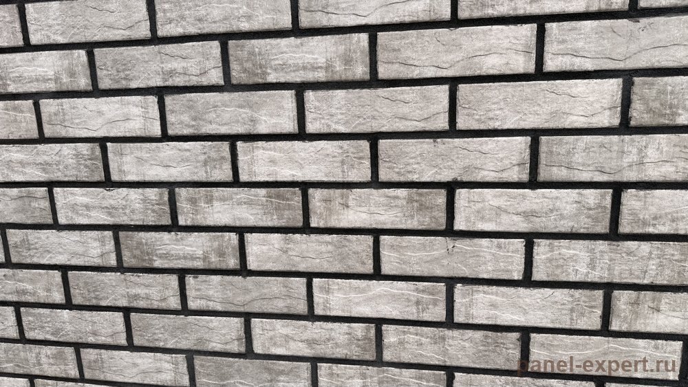 Клинкерная плитка Brick Wall серый с чёрной затиркой крупно