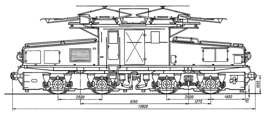 Промышленный электровоз ЕЛ2 чертеж