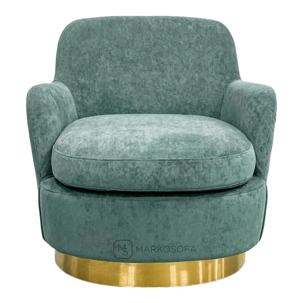 Реплика кресла Жак от Минотти (Jacques Minotti) на заказ в обивке из зеленого велюра на латунном кольце