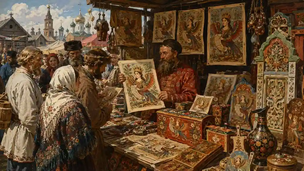 Алконост на русских лубках и предметах народного искусства XVIII–XIX веков