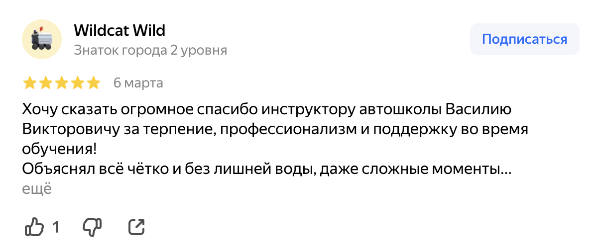 Скриншот отзыва Wildcat Wild на Яндекс Картах