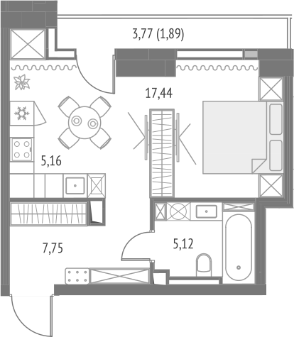 Студия 39,2 м²