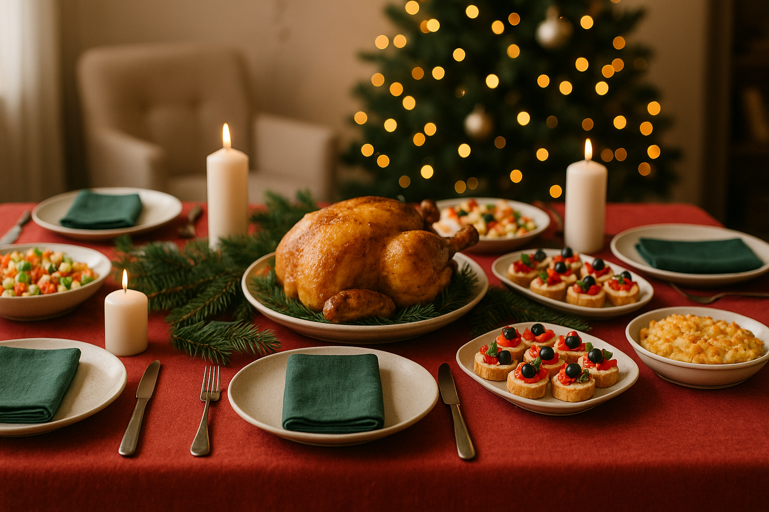 Сервировка новогоднего стола 2026