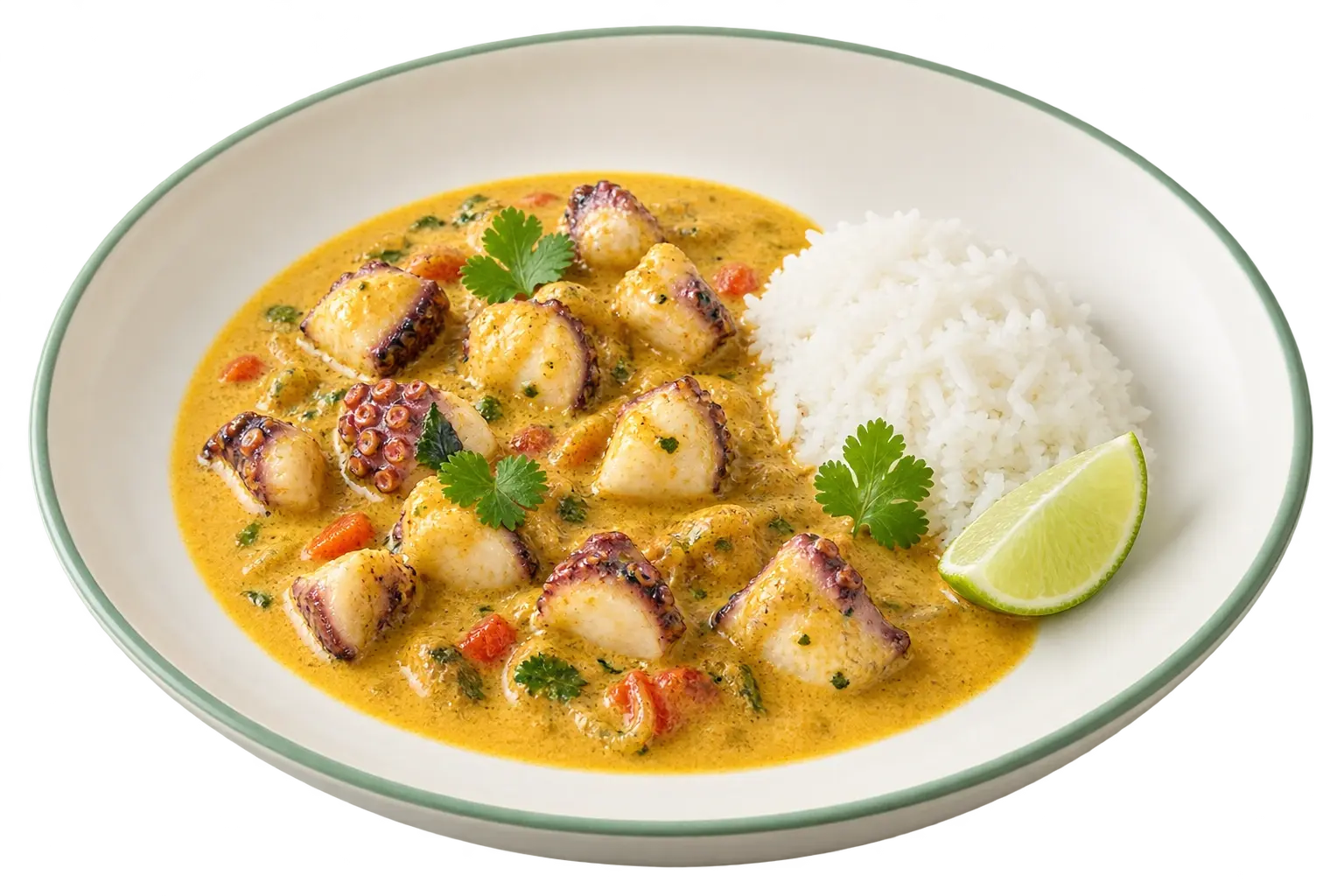 Карри из&nbsp;осьминога в&nbsp;кокосовом соусе с&nbsp;рисом и&nbsp;лаймом