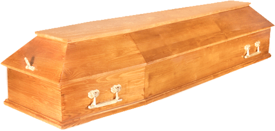 Гроб лакированный, цвет орех, &quot;Питер&quot; 6-гранный