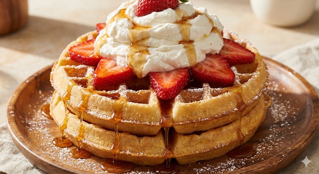 Гора бельгийских вафель со сливками для Дня подруг