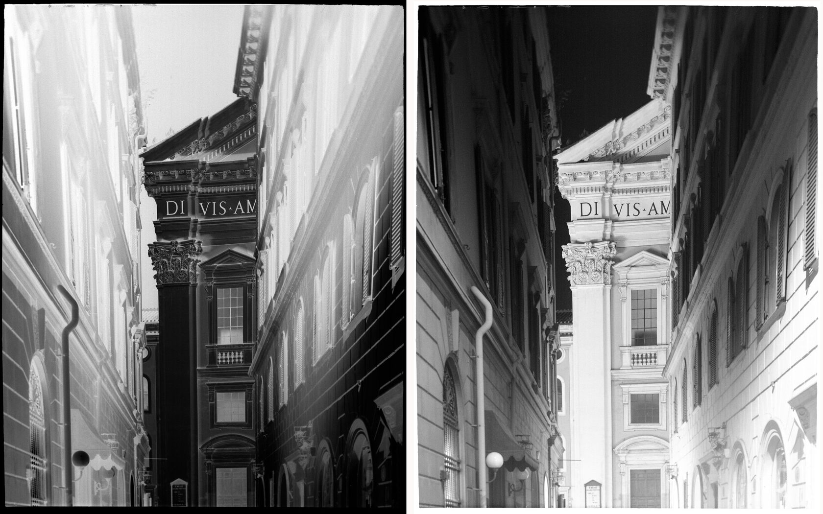 Street Near the Pantheon. Rome. 2014. BW Negative 4×5 inch.