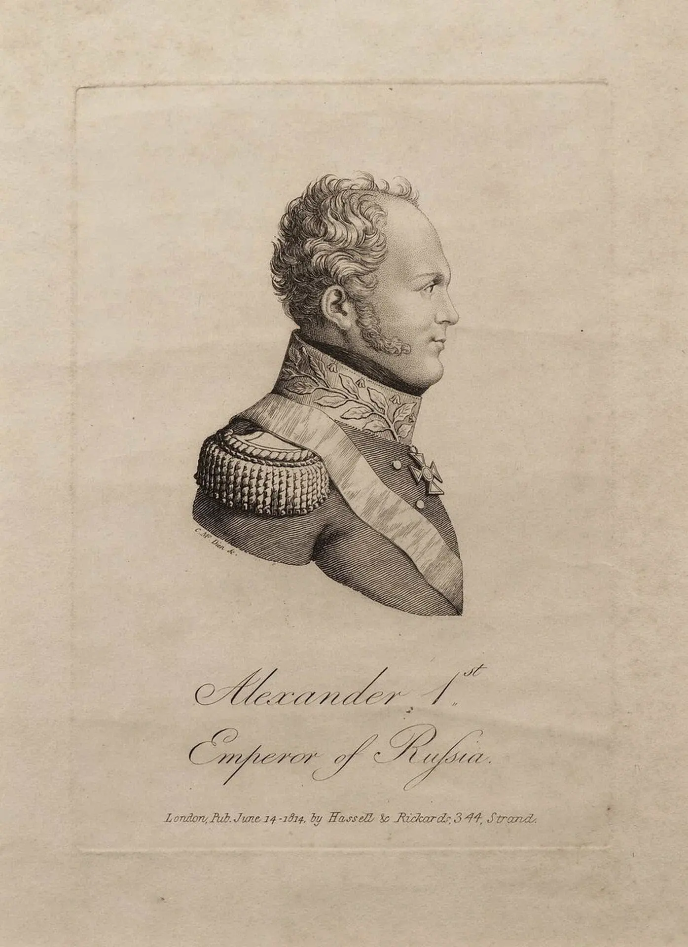 Портрет Александра I на фоне карты дорог Российской Империи, иллюстрация основания транспортного ведомства в 1809 году.