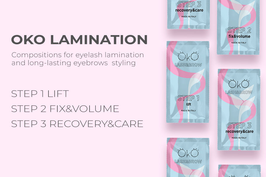 Środki do laminacji OKO, Krok 1 Lift, Krok 2 Fix&Volume, Krok 3 Recovery&Care