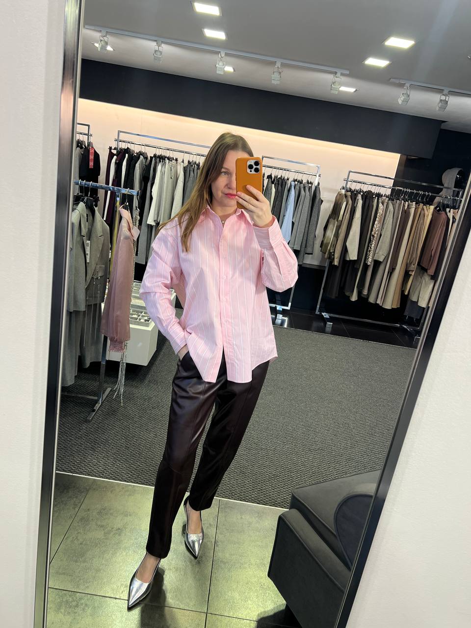 Хлопковая блузка рубашка, брюки штаны из эко кожи