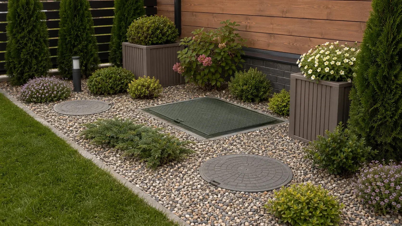 Маскировка септика и люков на участке