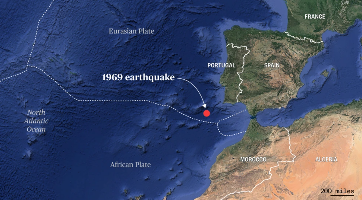 подводное землетрясение Португалия