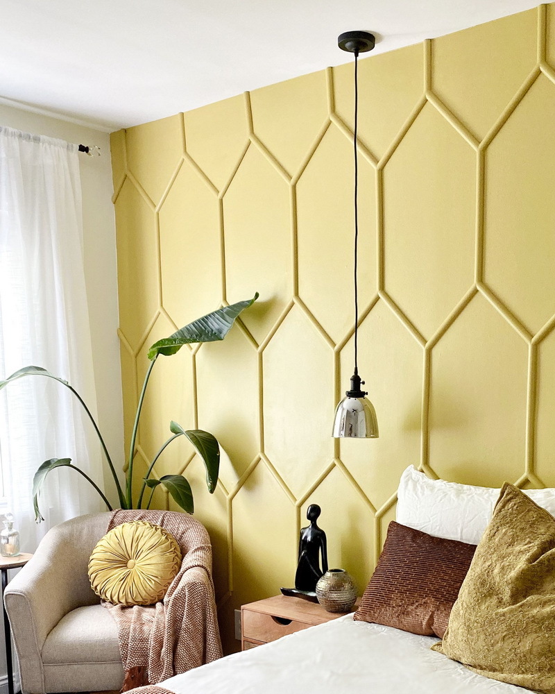 Желтые деревянные стеновые панели