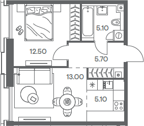 2-комн 41,4 м²