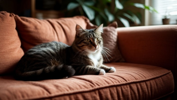 убрать кошачий запах на диване