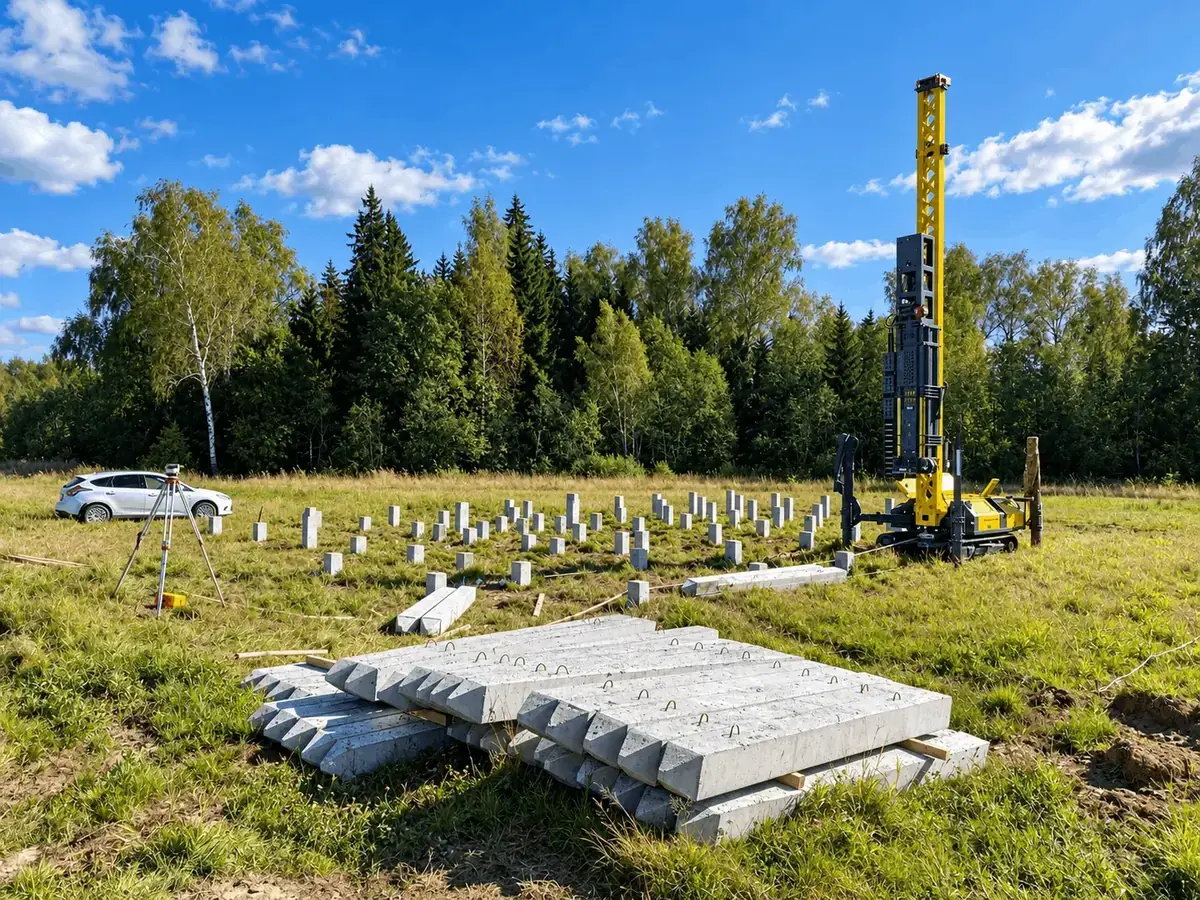 Сваебойная установка СГК-300 на объекте с забивными железобетонными сваями