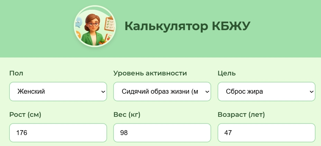 Онлайн-калькулятор КБЖУ