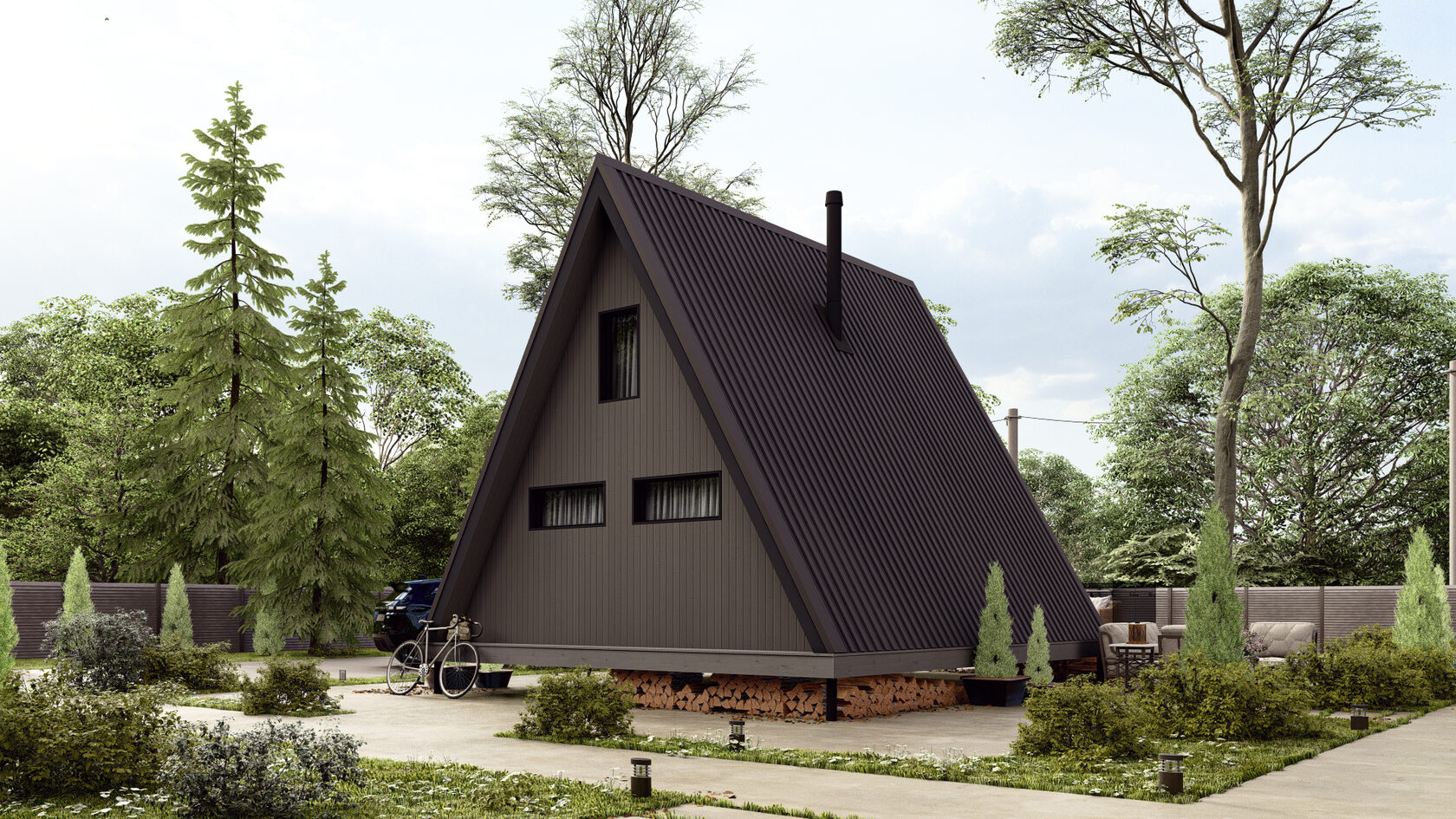 Дом a-frame (дом шалаш)