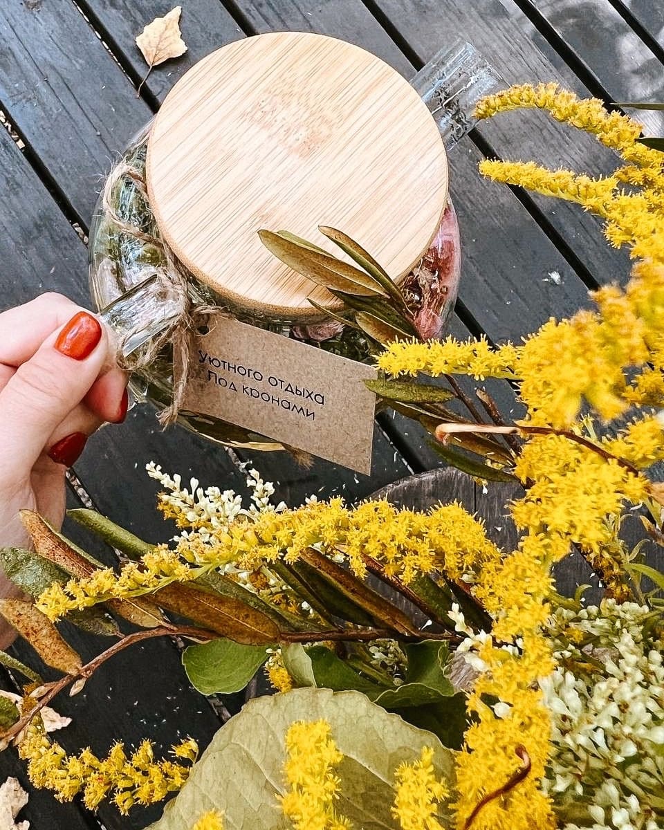 Чай на травах глэмпинга Под кронами в Подмосковье