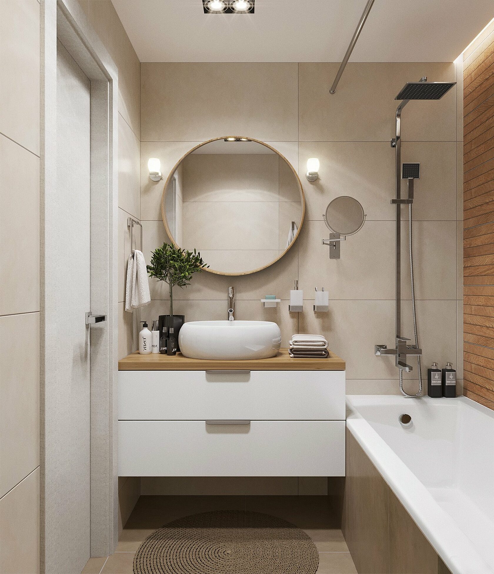 Фото: Дизайн ванной комнаты - Интерьер однокомнатной квартиры в современном стиле