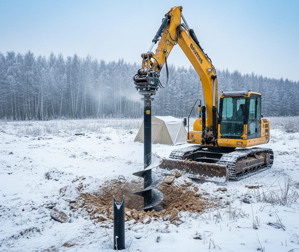 винтовые сваи зимой