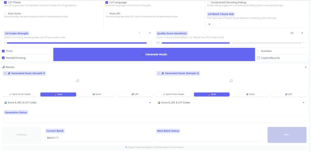 Интерфейс ACE-Step V1.5 Playground