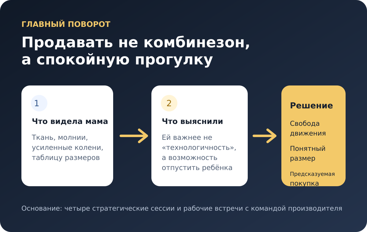Схема перехода от характеристик детской одежды к спокойной прогулке