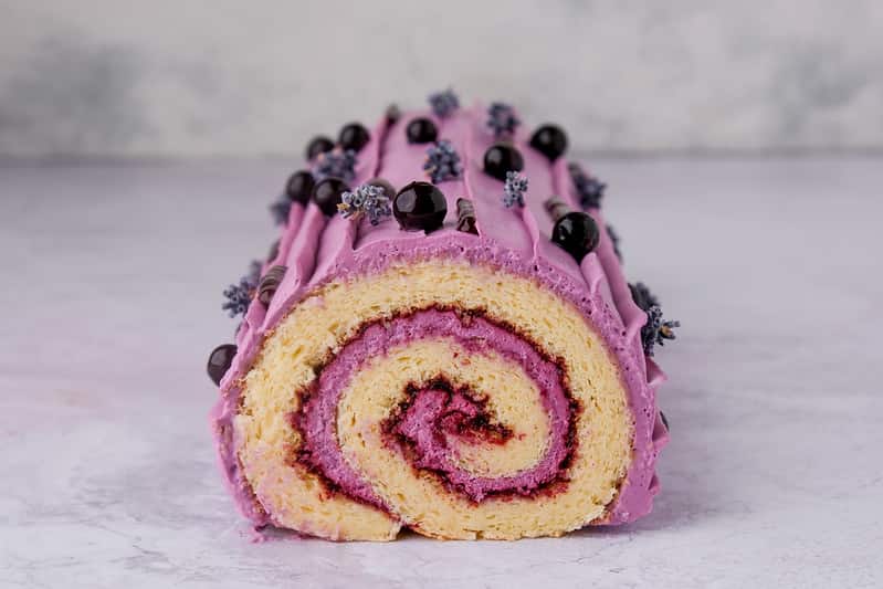 Blackcurrant and Lavender swiss roll
