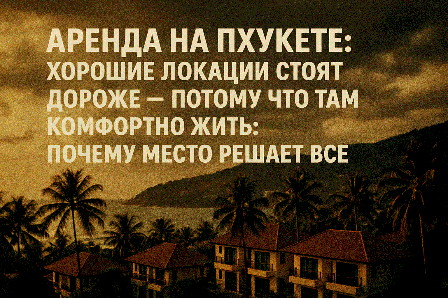 Район — это половина впечатлений от отдыха  На Пхукете можно снять жильё в двух вариантах:  дешево, но с шумом, стройками и долгой дорогой до пляжа;  чуть дороже, но рядом море, магазины, тишина и безопасность.  Разница в цене — это не “переплата за прест