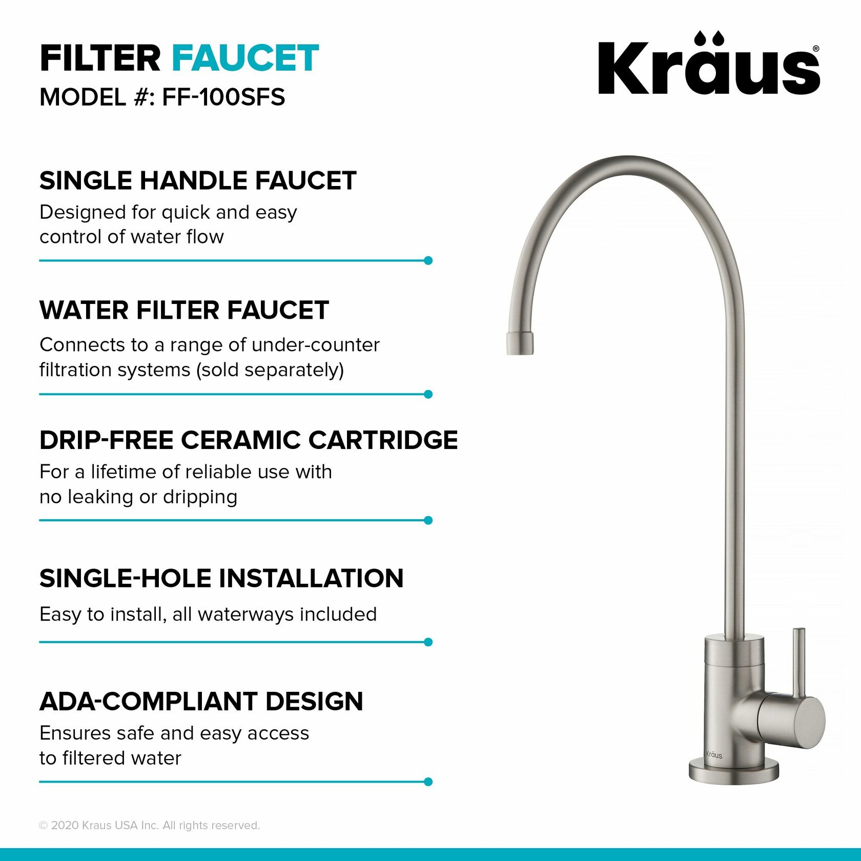 Кухонний змішувач Kraus FF-100SFS - изображение 12